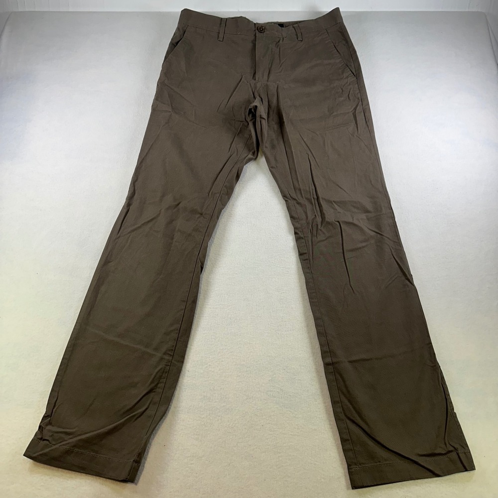 Marc Anthony Mens Chino Pants Brown Flat Front Straight Leg Trousers 32x32